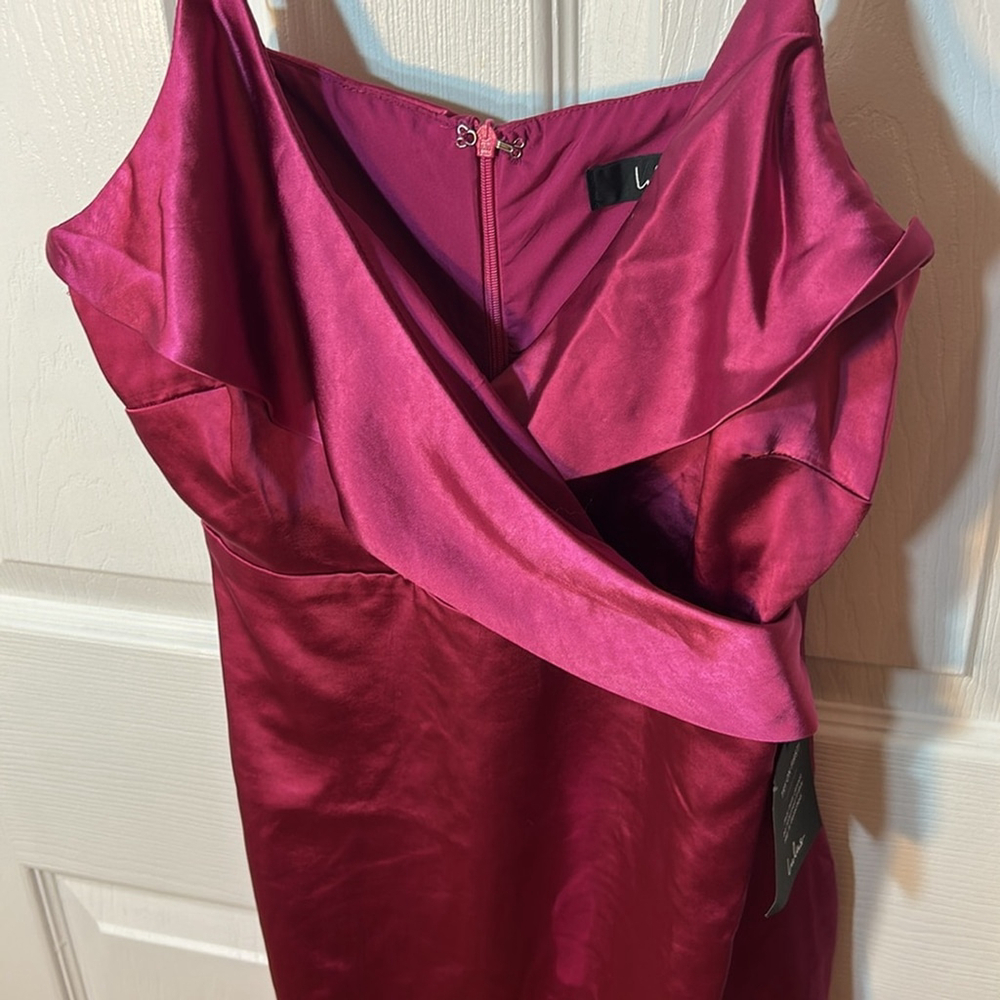 Lulus Stay Celebrating Magenta Satin Bodycon Mini Dress size M NWT - Picture 6 of 9